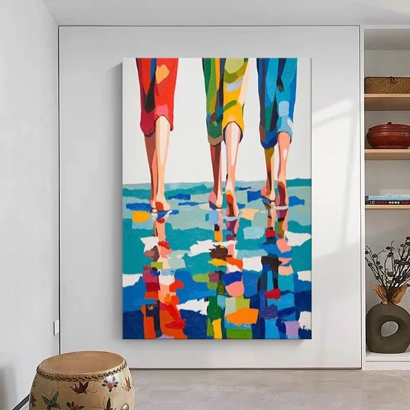 Modern Abstract Colorful Figures Strolling Poster Prints Canvas Painting Wall Art Picture for Living Room Home Decor Cuadros