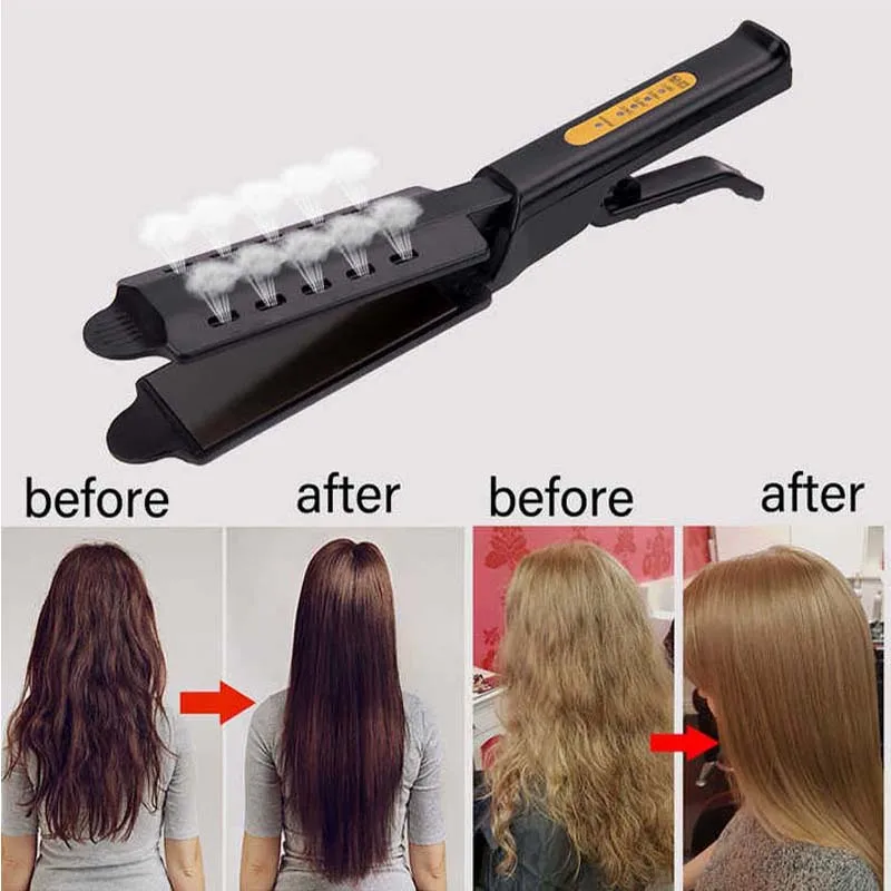 

Wide plate four gear temperature control ceramic jade ionic hair straightening board; quick straightening steam plate