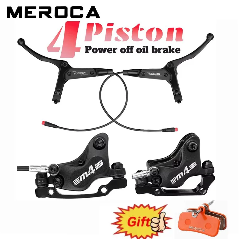 

Гидравлический дисковый тормоз MEROCA M4S с 4 поршнями, электрическим отключением, алюминиевым цилиндром и эргономичным рычагом для электровелосипедов/складных велосипедов