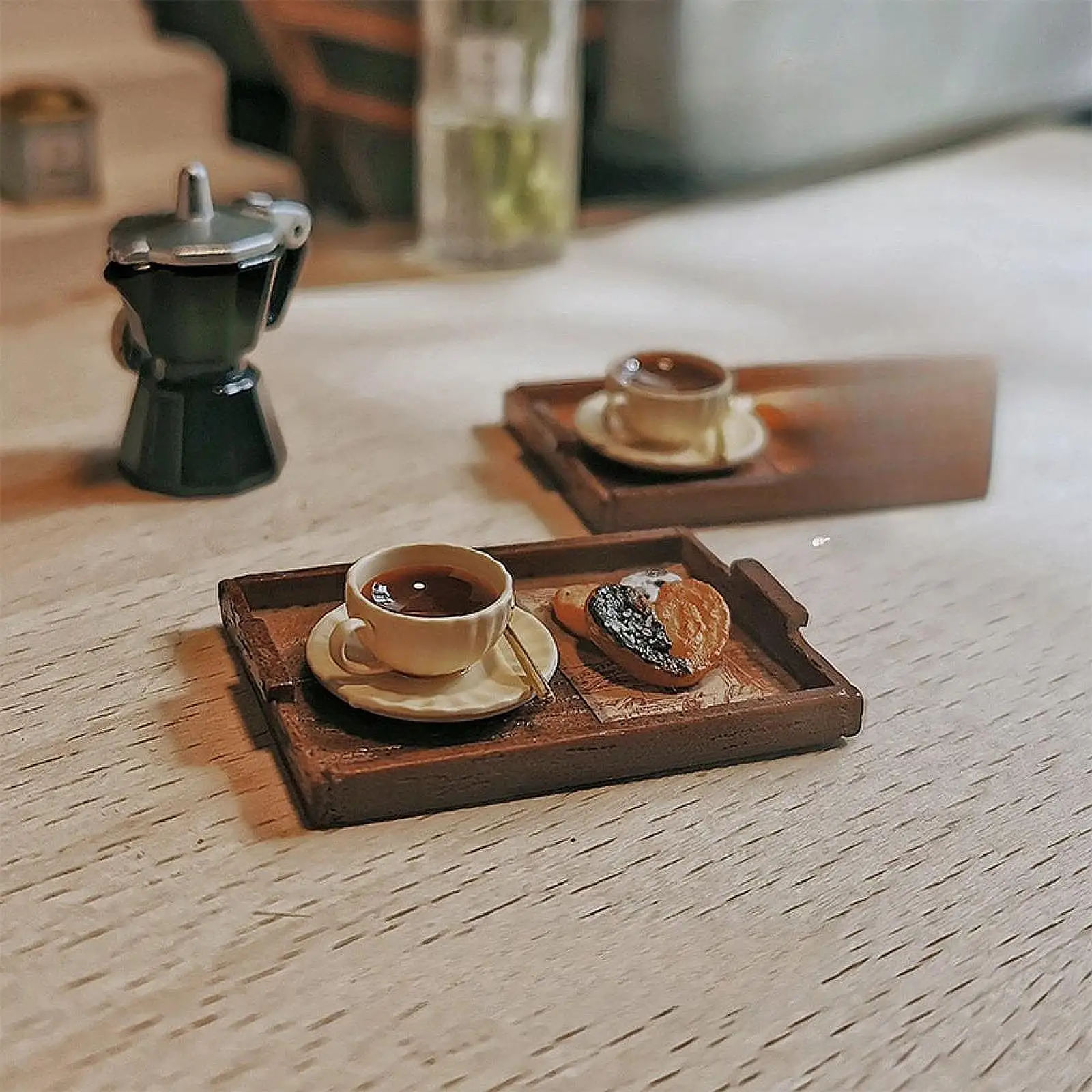 อุปกรณ์บ้านตุ๊กตา ชุดของเล่นน้ำชายามบ่าย ของเล่นจำลองอาหารว่าง ชุดของเล่นน้ำชาอาหารเช้า