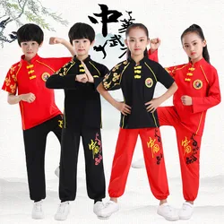 Kung Fu Uniform Martial Arts Taichi T-shirt for boy girl Children Short Sleeves Martial Arts Sets for Summer