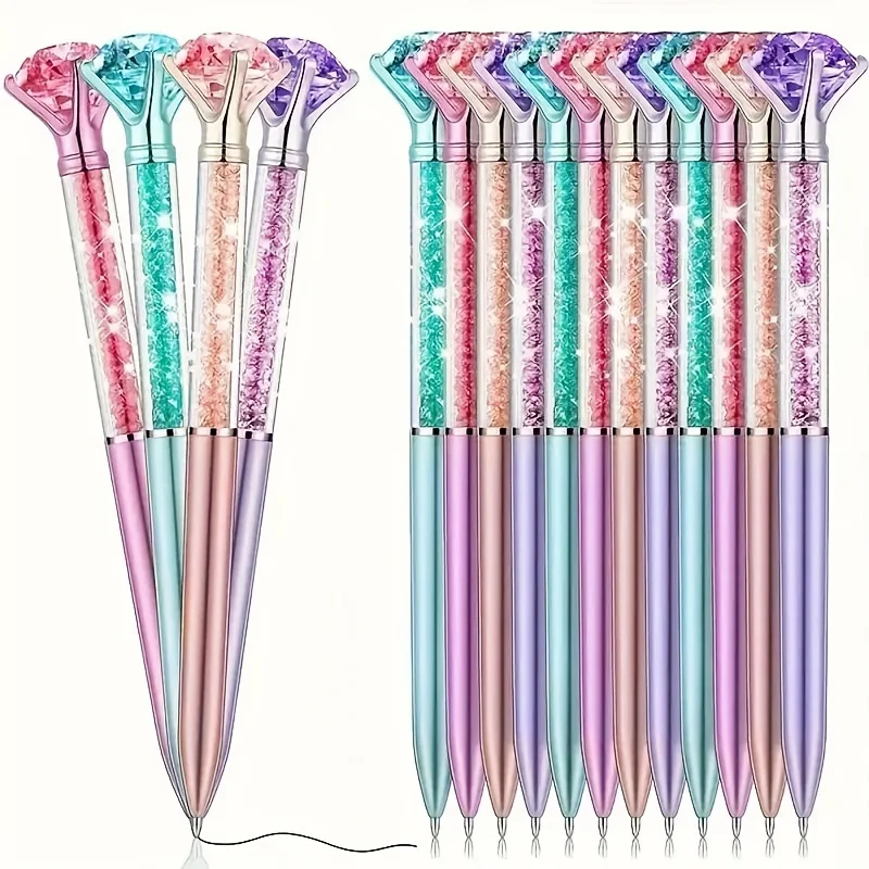 Cross-border creative crystal diamond rotating plastic ballpoint pen, suitable for office studentsgifts medium ink customizable