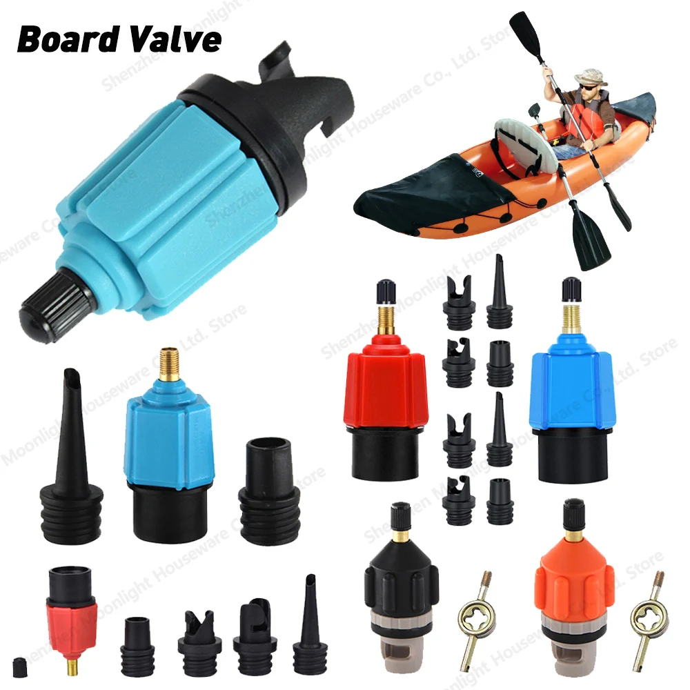 Air Valve Adaptor for SUP Board Inflatable Paddle Rubber Boat Kayak Air Valve Adaptor Tire Compressor Converter with Nozzle