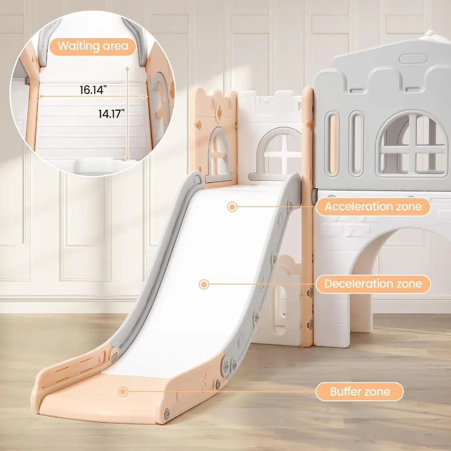 مجموعة ألعاب منزلق للأطفال الصغار 8 في 1، مجموعة ألعاب داخلية للأطفال الصغار لـ 1-3 أطفال خارجية مع نفق متسلق منزلق وكرة السلة #3