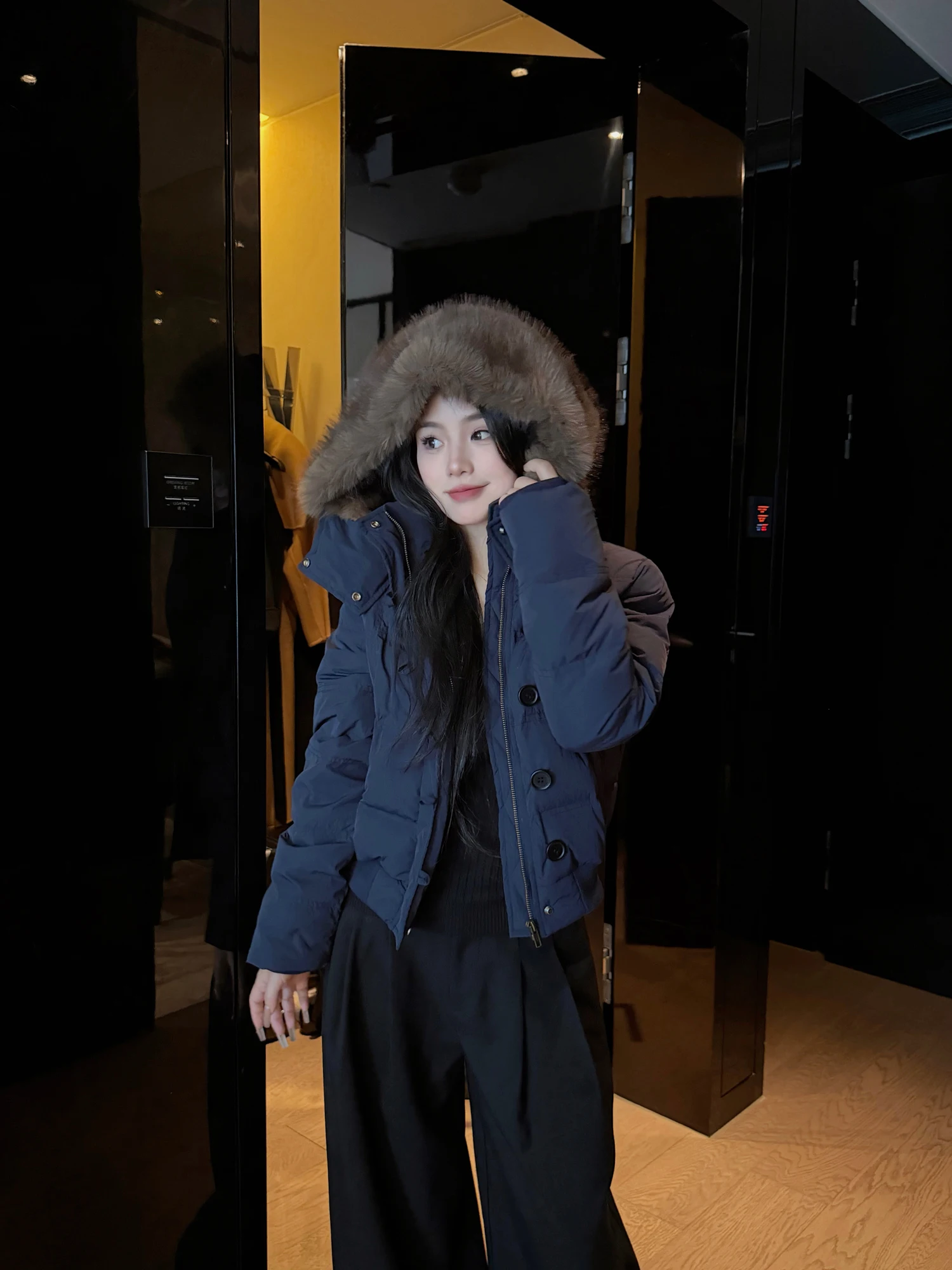 

Warm ort Women's down Jaet Blue Velvet Collar Autumn Winter New Sle Coat Cotton Quilted Cold Proof Fem Outerwear