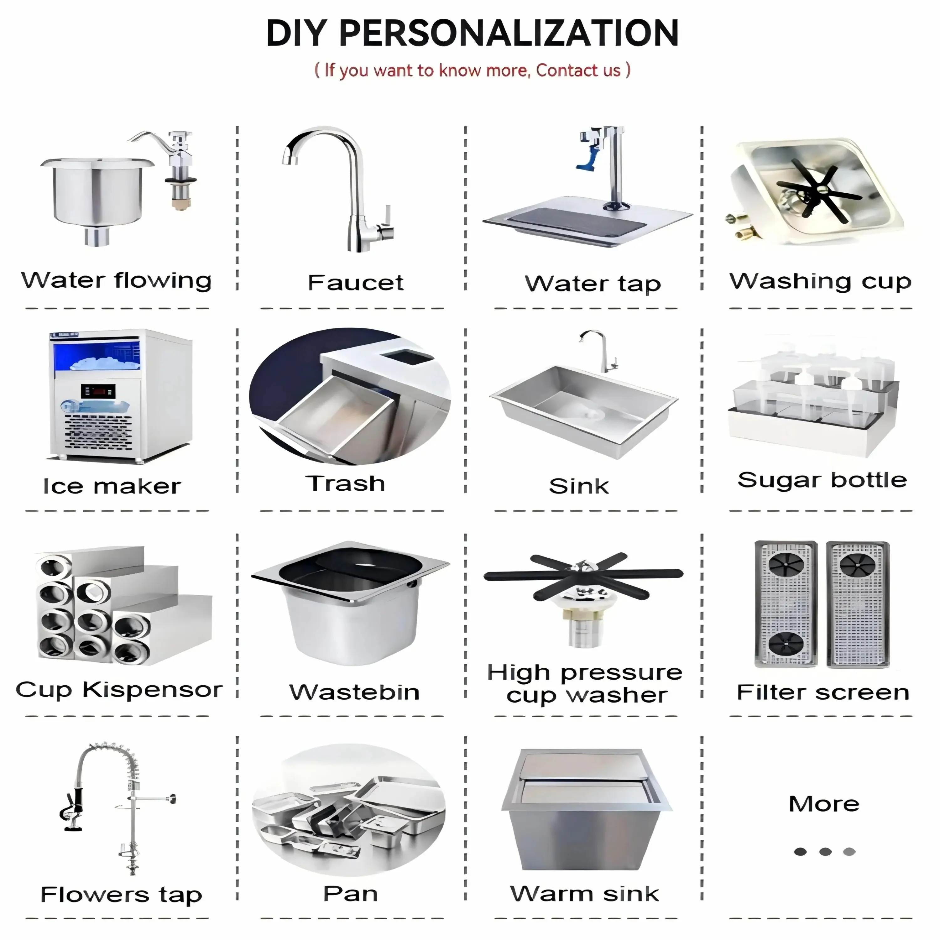 Picture 6: custom.Commercial Boba Worktable Stainless Steel Milk Tea Counter Bubble Tea Shop