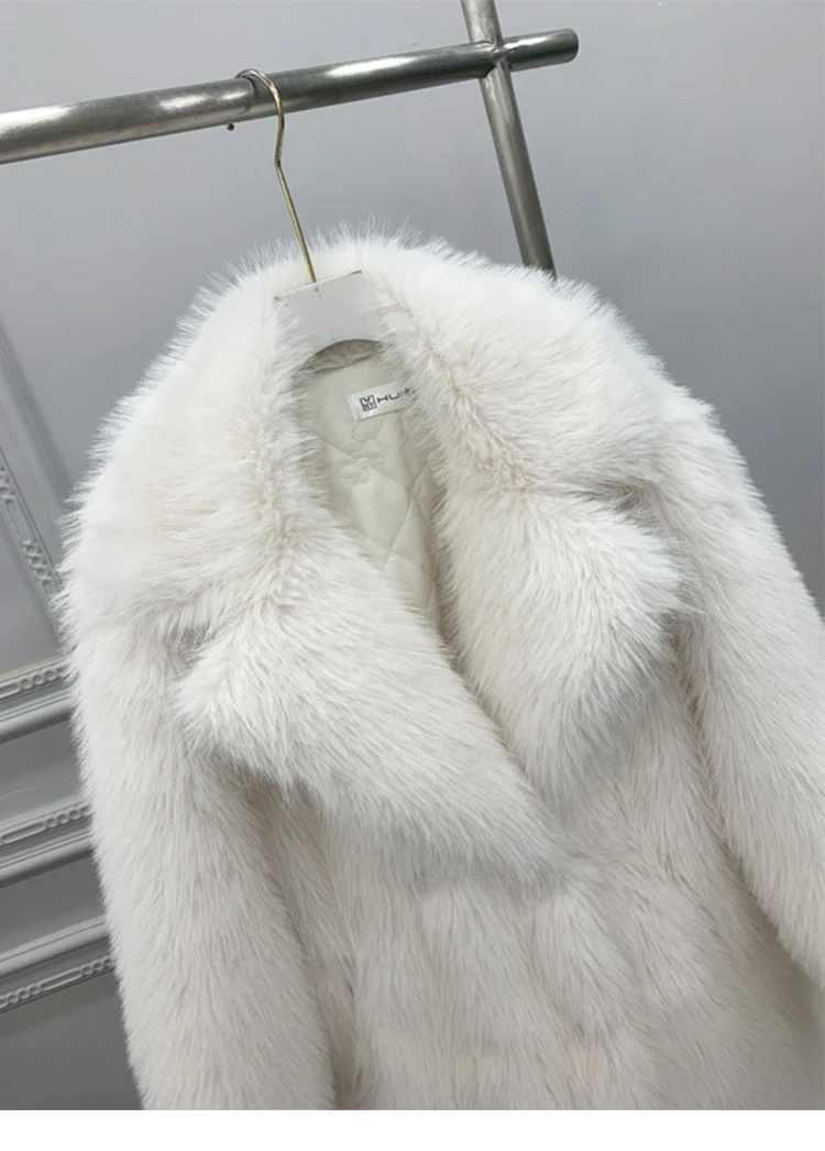 Women\'s Winter Thickened Long Section Faux Fur Coat  2024 New Woman Loose Long Sleeve White Furry Thermal Quilted Overcoat