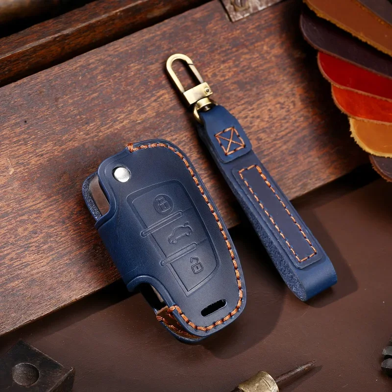 

1pc Leather Car Key Cover Case For Audi A3 8L 8P A4 B6 B7 B8 A6 C5 C6 4F RS3 Q3 Q7 TT 8L 8V S3 Fob Shell Accessories Protector