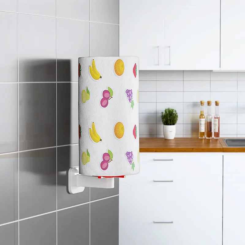 

Paper Towel Rack Hole Free Toilet Kitchen Roll Paper Rack Traceless Adhesive Wipe Toilet