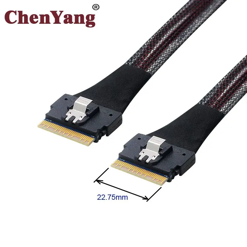 

Chenyang PCI-E Slimline SAS 4.0 SFF-8654 8i 74pin Host to SFF-8654 74Pin Slim SAS Target Cable 50cm