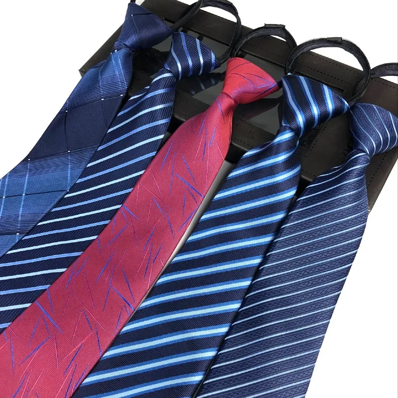 

Men's Zipper Tie Stripe Business Dress Convenient Lazy One Pull Suit Shirt