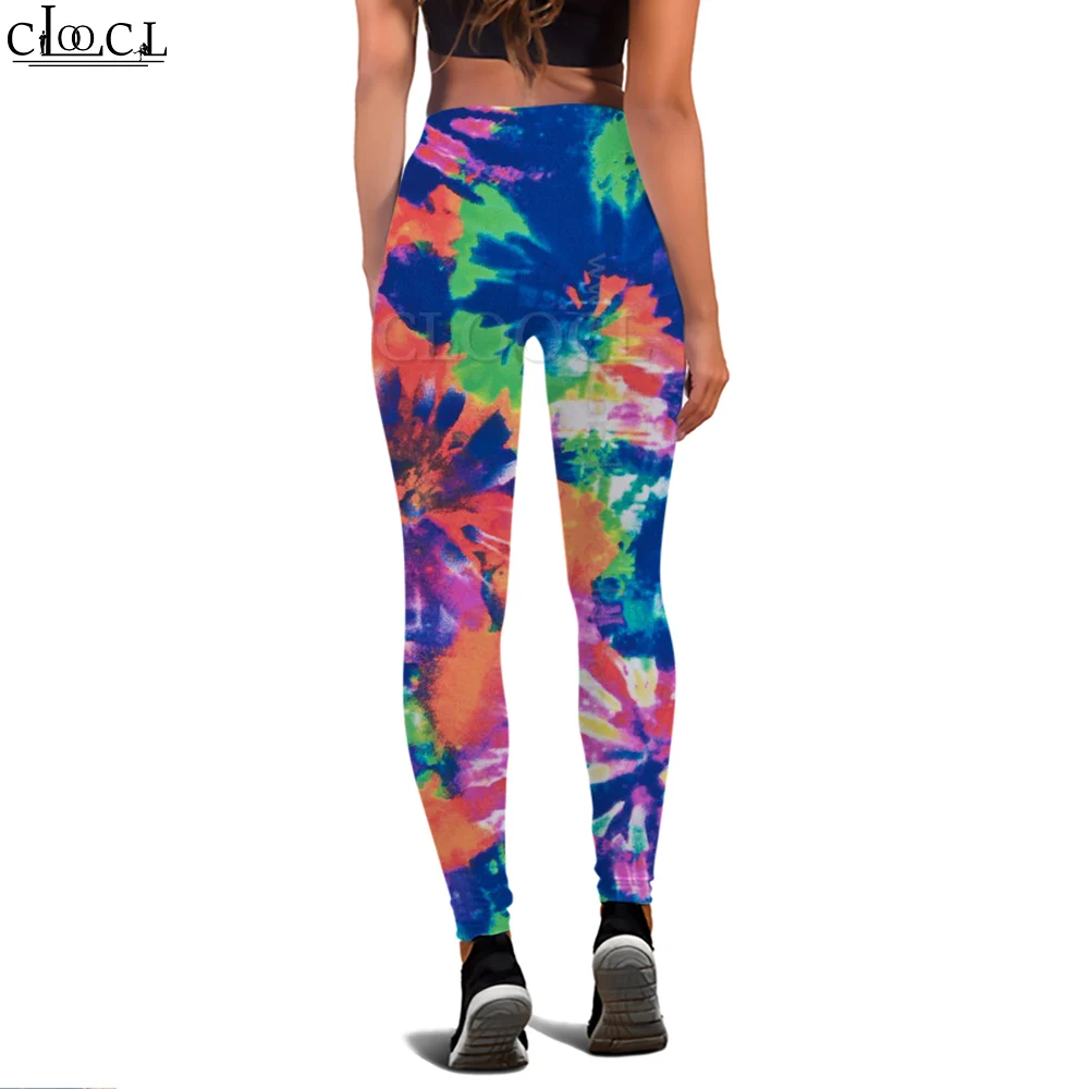 CLOOCL Fashion Legging Tie-dye Swirl Printed Trousers for Female Workout Push Up Jogging Yoga Pants Slim Ankle Trousers