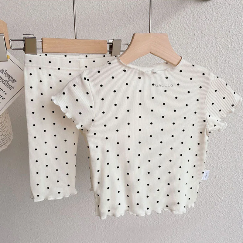 2024 Summer New Girls Home Clothes Costume Short-sleeved Floral Suit Baby Two-piece Set Korean Version Pajamas Homewear Suit