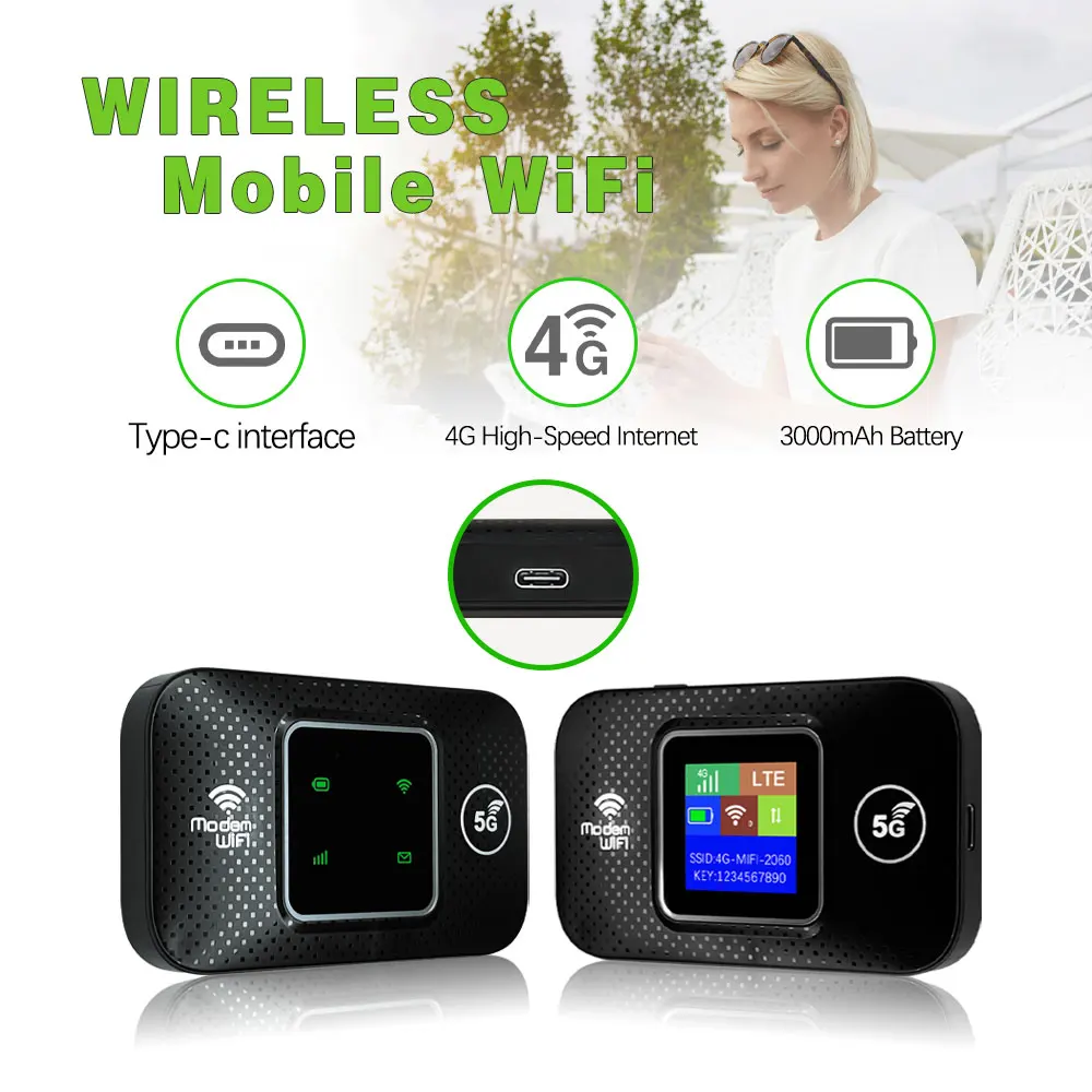 Stock 4G LCD LED Mifis 4g Router with Sim Card Pocket Router Type-C 3000mAh 4g Router Pocket Wifi E5785