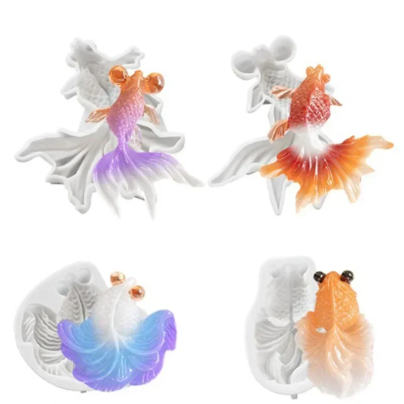 2026 Koi Fish Silicone Resin Molds Animal Epoxy Resin Casting Molds for Keychain Pendant Jewelry Making view 3