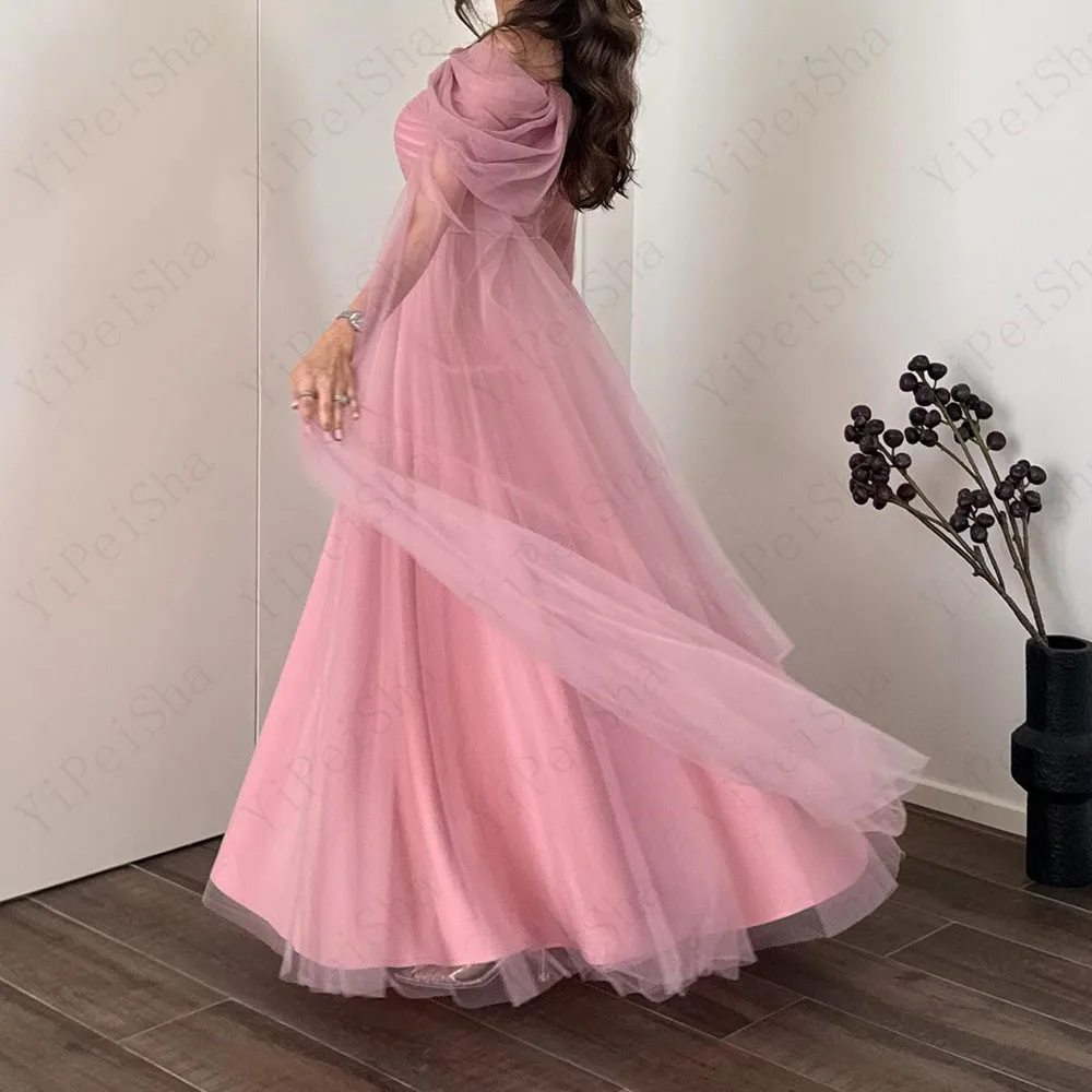 

Customized A-Line Prom Dresses Floor-Length Square Collar Sleeveless Evening Gown Simple Fashion Stole Draped Party Gown