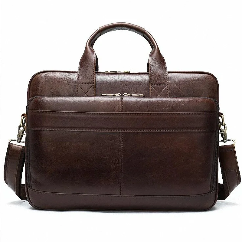 Imagem -02 - Bolsa Mensageiro Masculina de Ombro Bolsa de Mão de Couro Genuíno para Documentos Bolsa de Viagem para Laptop 15.6 Espaço