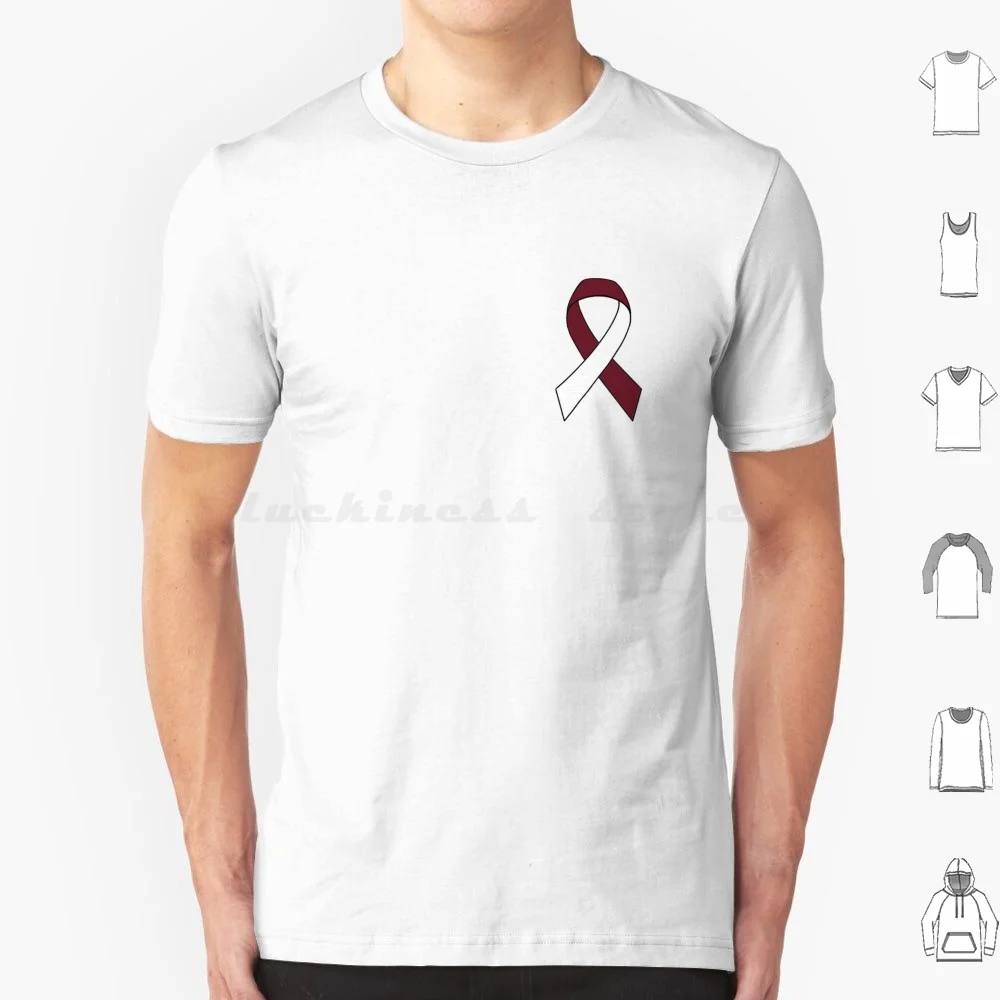 Head And Neck Cancer Ribbon T Shirt Big Size 100% Cotton Red White Cancer Ribbon Head And Neck Cancer Cancer Awareness Support