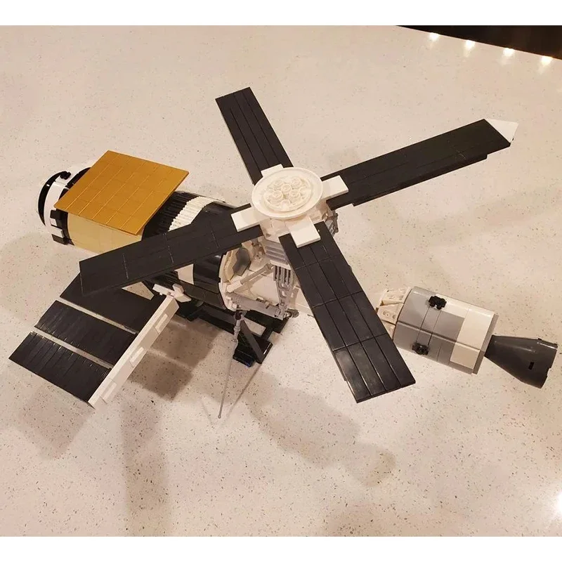 Blocos de construção em escala 1:110, estação espacial skylab, kit saturno v, foguete via satélite, espaço militar, tijolos científicos, modelo de brinquedo, presente para crianças