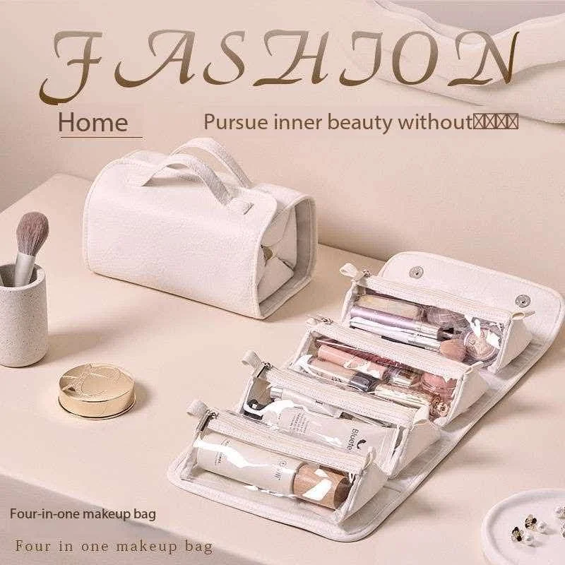 New large capacity makeup bag with foldable and detachable compartments, new women's handbag with a niche and high-end feel