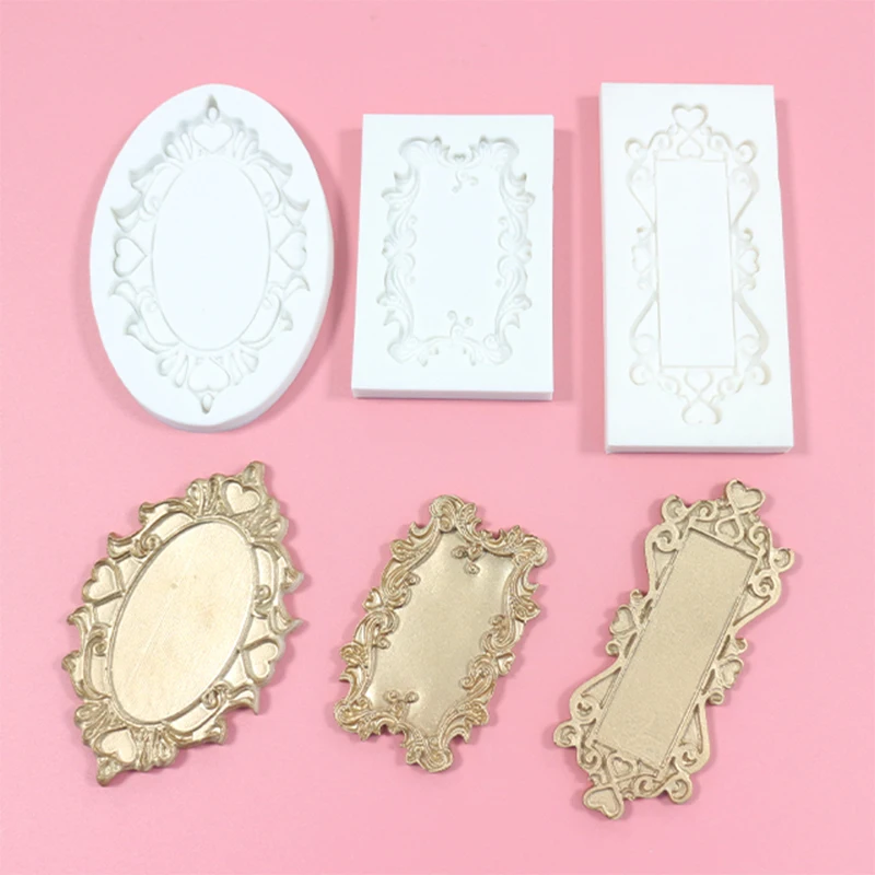 Embossed Frame Picture Frame Gemstone Angel Shape Baking Mold Crystal Drop Glue Plaster Clay Chocolate Cake Decoration