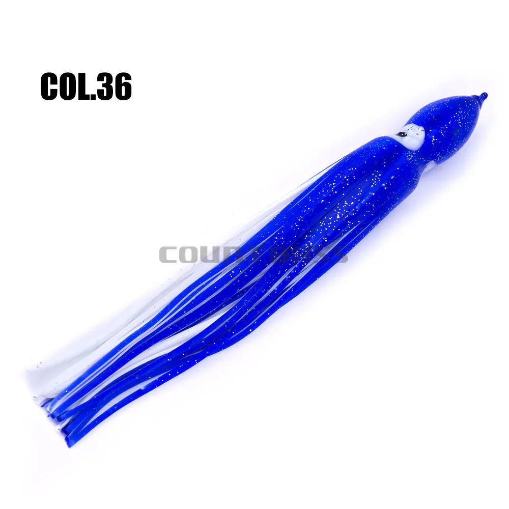 Countbass 2PCS 28cm Trolling Squid Skirts, Soft Octopus Lures, Hoochie Fishing Baits, Marlin Wahoo Tuna Tail, Tackle Craft
