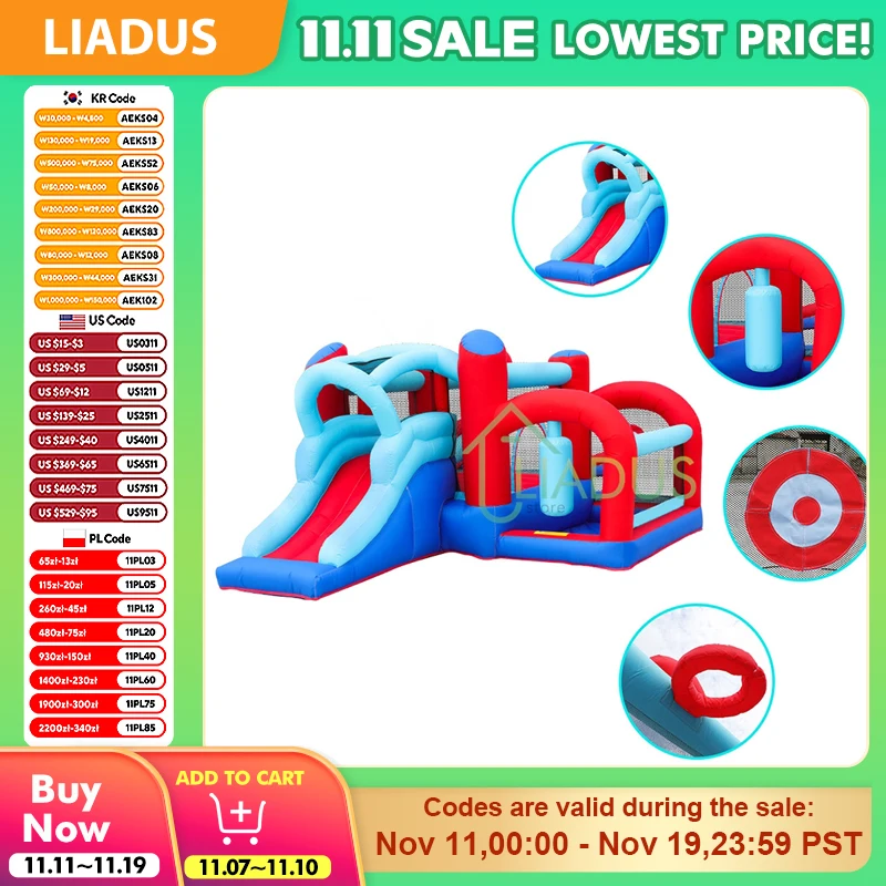 

Kids Outdoor Inflatable Bounce Castle with Bubble Pool And Water Slide - Portable Jumping House for Yard Party Game Play
