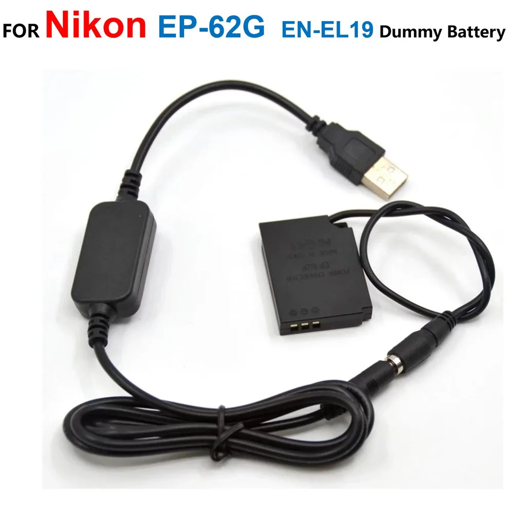 

EP-62G Coupler EN-EL19 Fake Battery+EH-62G Power Bank USB Cable For Nikon S3500 S3600 S4200 S4300 S5200 S5300 S6600 S6700 S6800