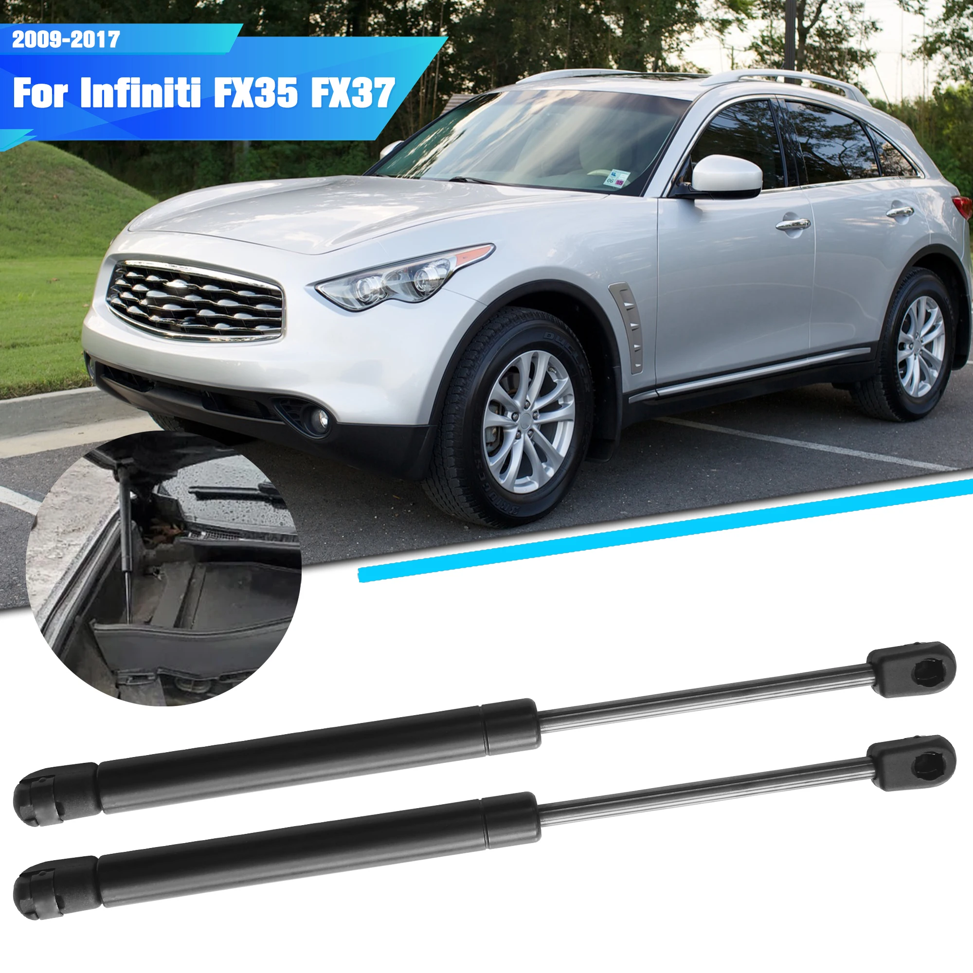 

2x Hood Gas Spring Struts Car Bonnet Shocks Damper Lift Supports Direct Easy Install For Infiniti FX35 FX37 FX50 QX70 2009-2017