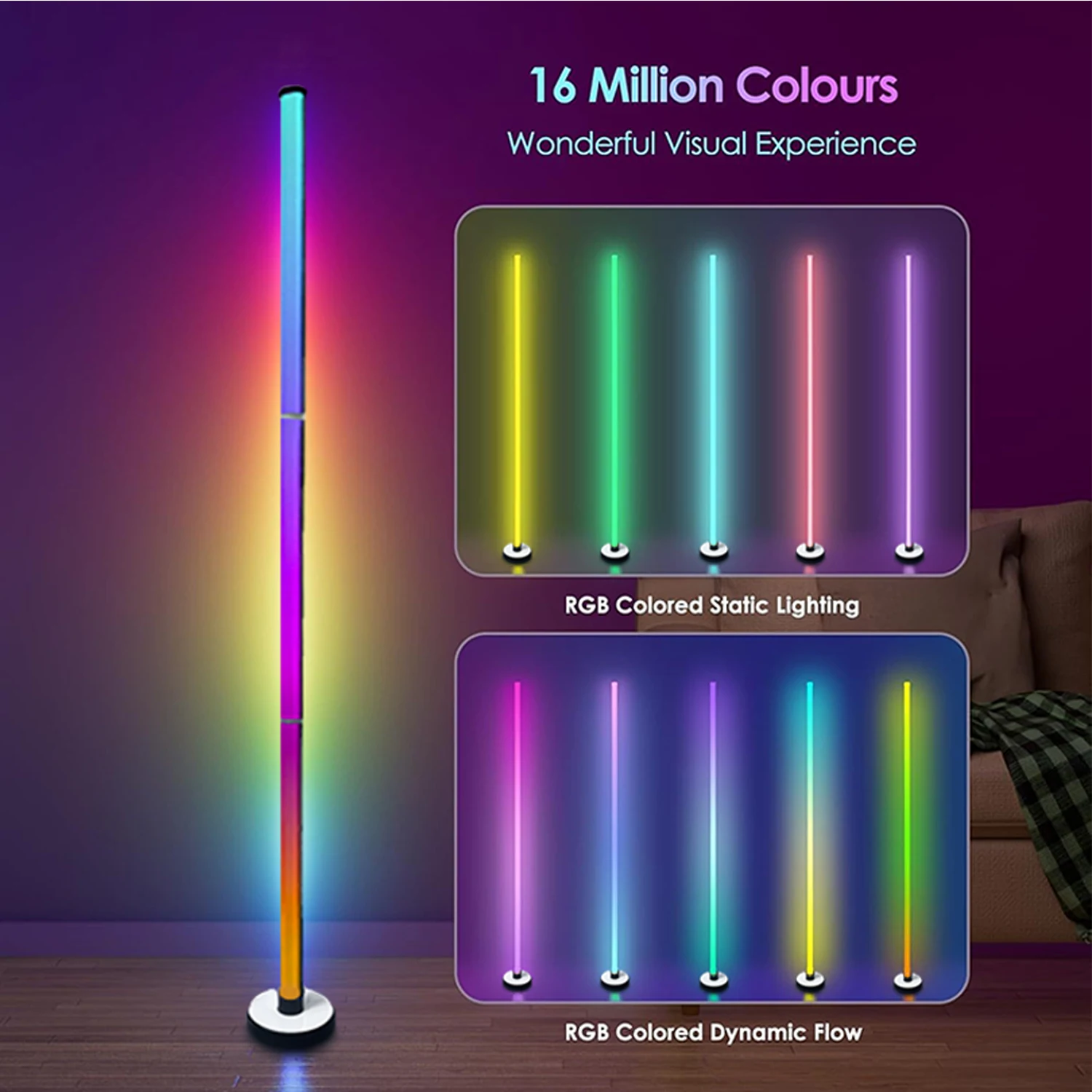 

Интеллектуальный RGB-светильник для создания атмосферы, регулируемый, угловой, напольный, 120 см, для декора комнаты, игровой комнаты, гостиной, светодиодный, бесплатная доставка