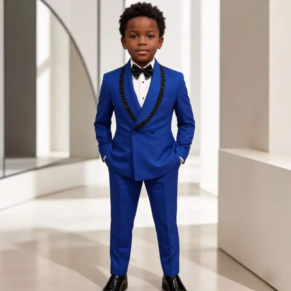 Beaded Boy Suits Slim Fit 2 Pieces Double Breasted Wedding Mix Match Luxury Shawl Lapel Separates Studio Photoshoot Wear