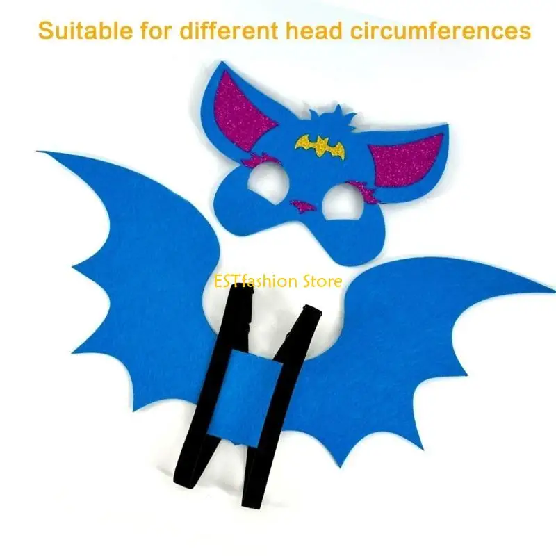 Y5GC Fledermaus-Kostüm-Set, Halloween-Fledermaus-Anzieh-Outfits, Zubehör für Erwachsene und Kinder, einschließlich und