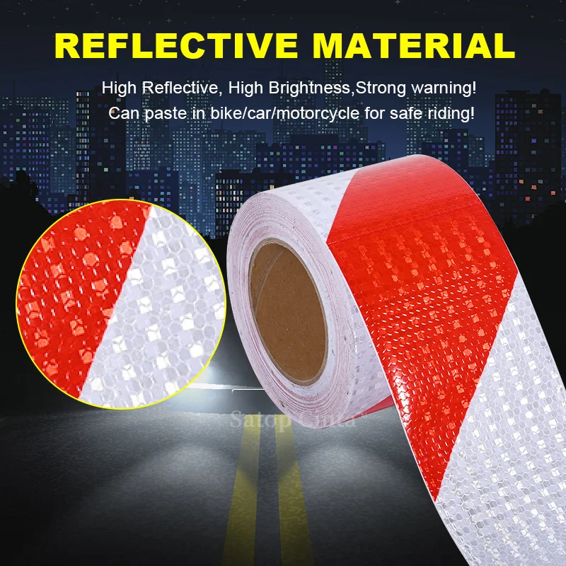 10cm*10m Waterproof Self-Adhesive Reflective Material Left Right Twill Tapes Safety Warning Outdoor Reflectors Stickers For Car