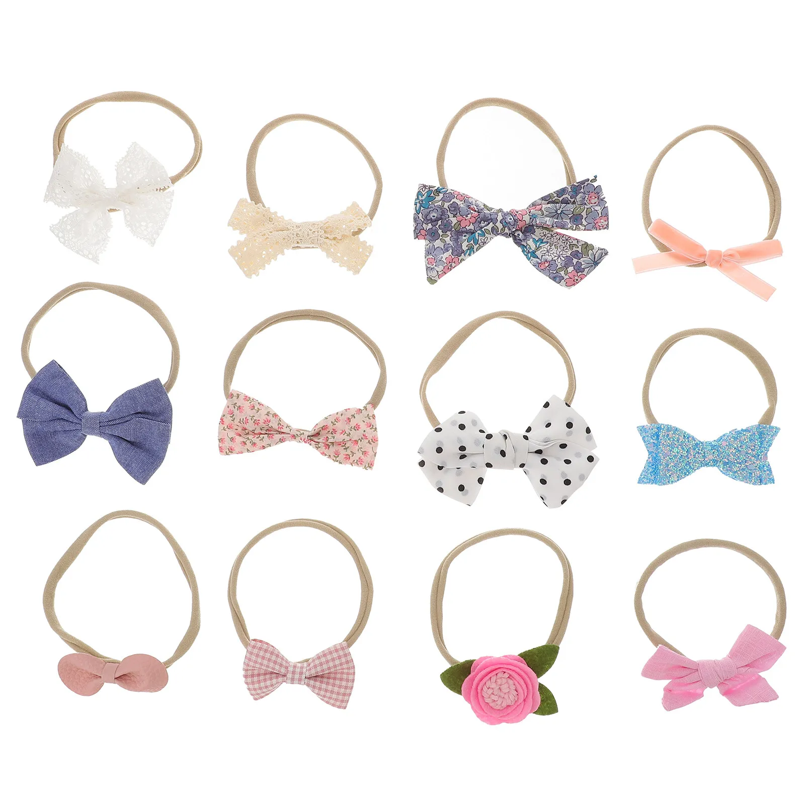 

12Pcs Bow Headbands Hair Accessories Comfortable Headband for Photos Parties Daily Wear