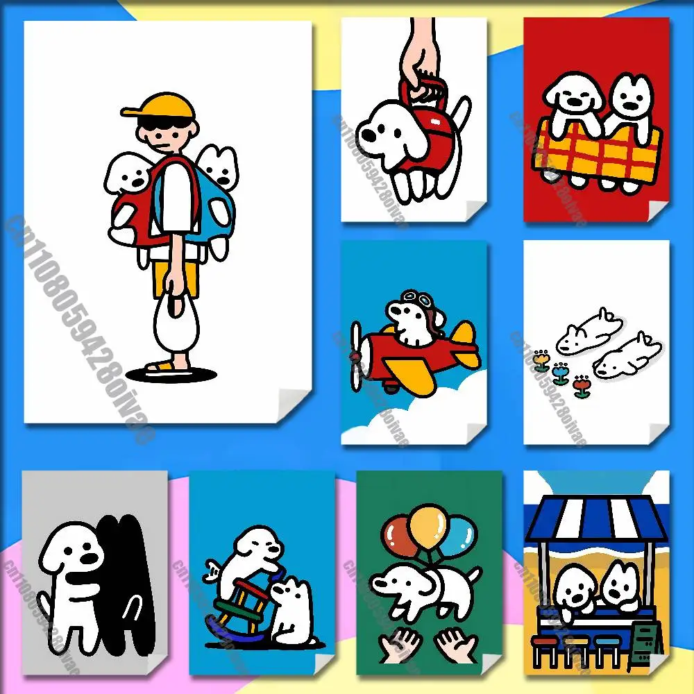 

M-Matsui Cartoon Dog Poster Sticker For Home Decoration 10x15cm Self-adhesive Souvenirs Playbill Cover