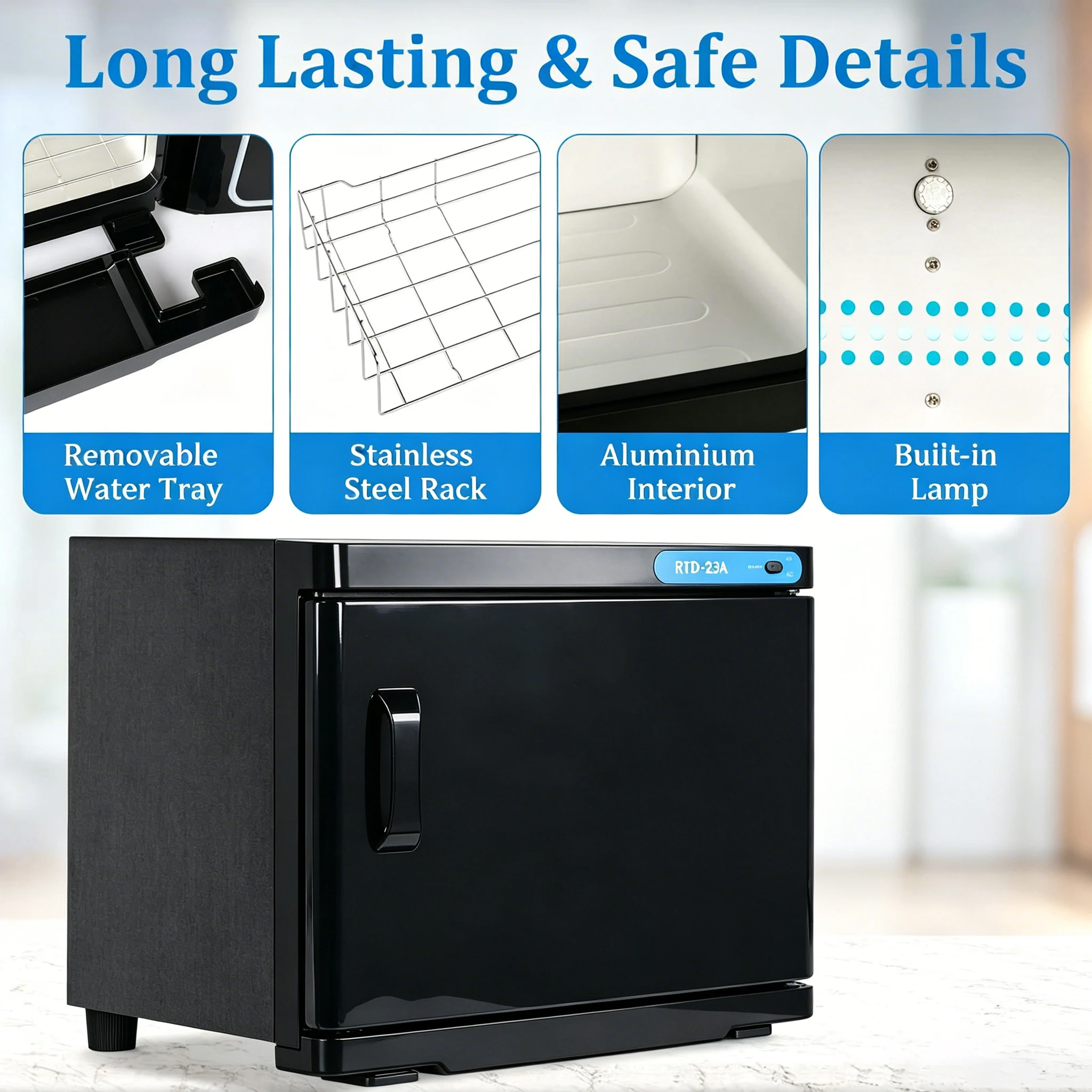 SUNKIN Hot Selling 23L Black Model Towel Sterilizer Professional Electric Towel Warmer Cabinet for Hair Salon