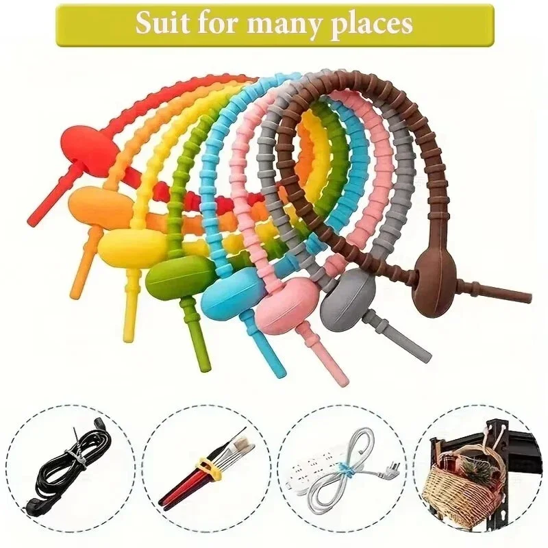 10-20PCS 15CM color cable tie twisted pair, high-quality silicone cable tie organizer, fixed headphone cable keychain cable tie