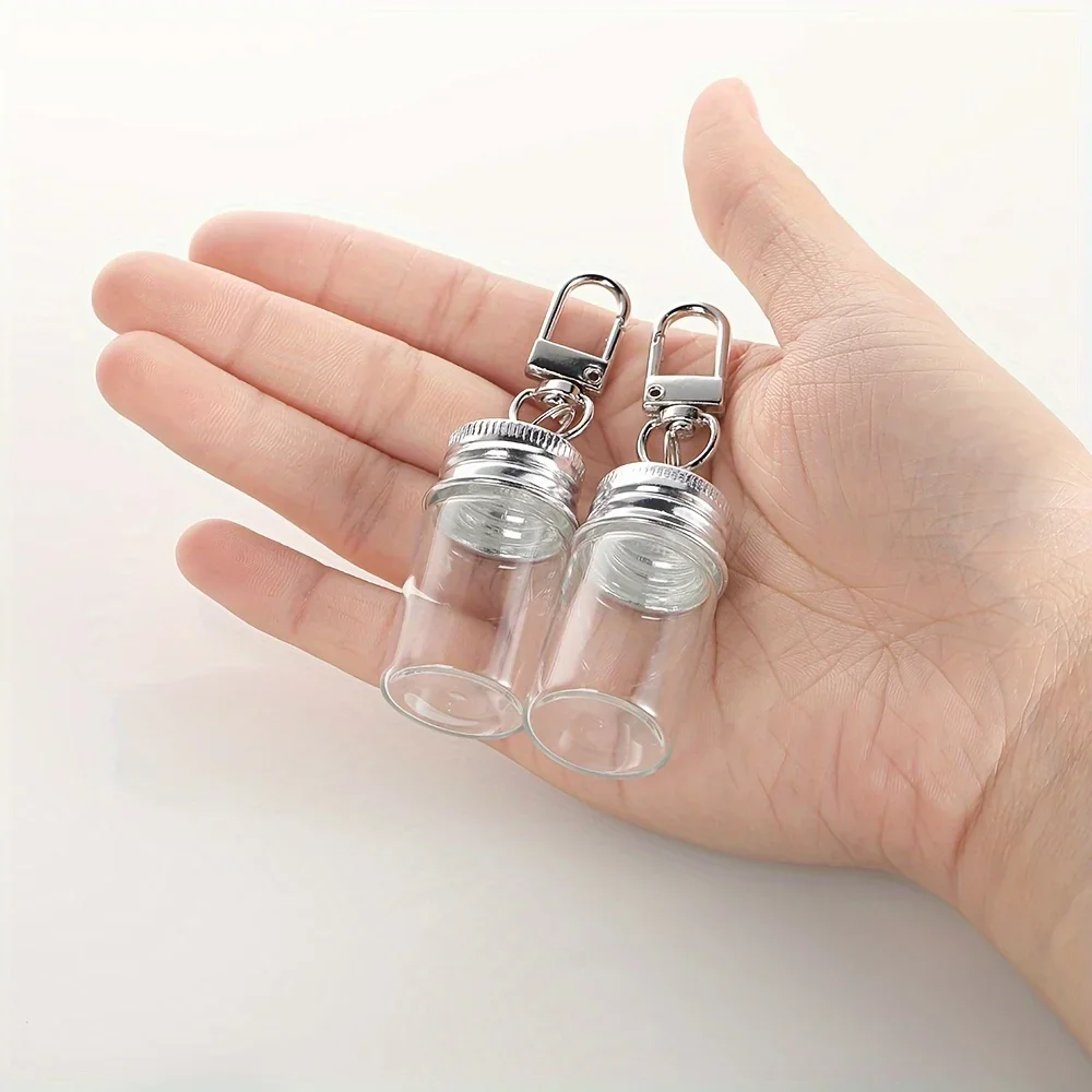 Conjunto de 2 Mini Garrafas de Vidro para Chaveiros e Decoração de Casa - Acessórios de Decoração de Interior de Carro em PVC