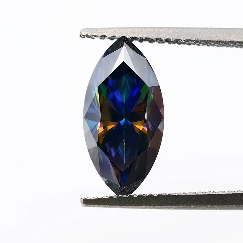 Rainbow Purple Color Moissanite Marquise Cut 0.5-3.0ct Russain Cut Moissanite Diamonds Pass Diamond Tester with GRA Report