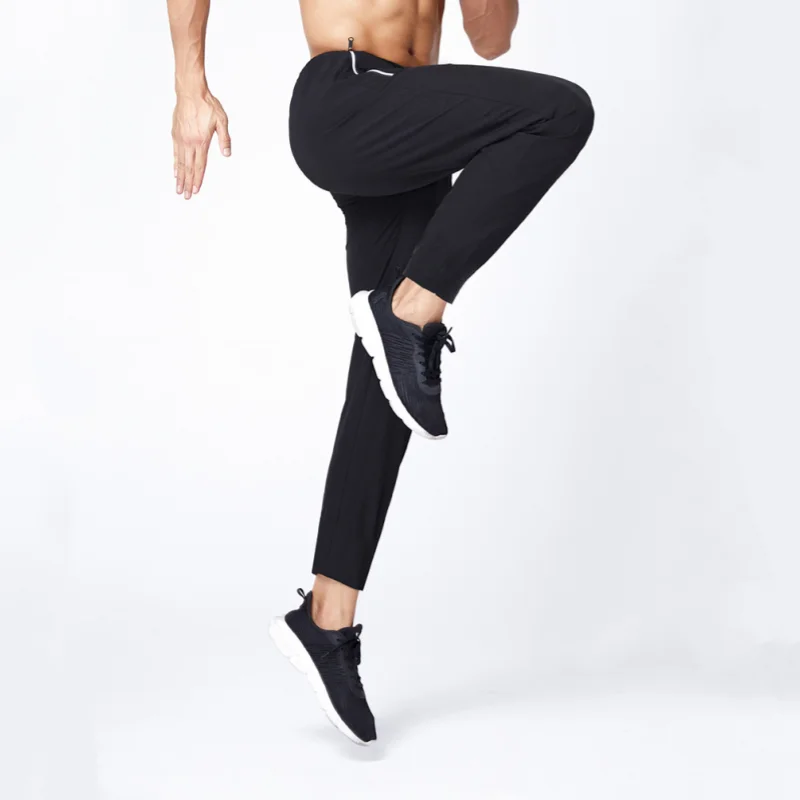 

Yoga sports pants with brand logo men plus-size straight pants 4XL loose drawstring waist pencil pants zipper pockets ninth pant