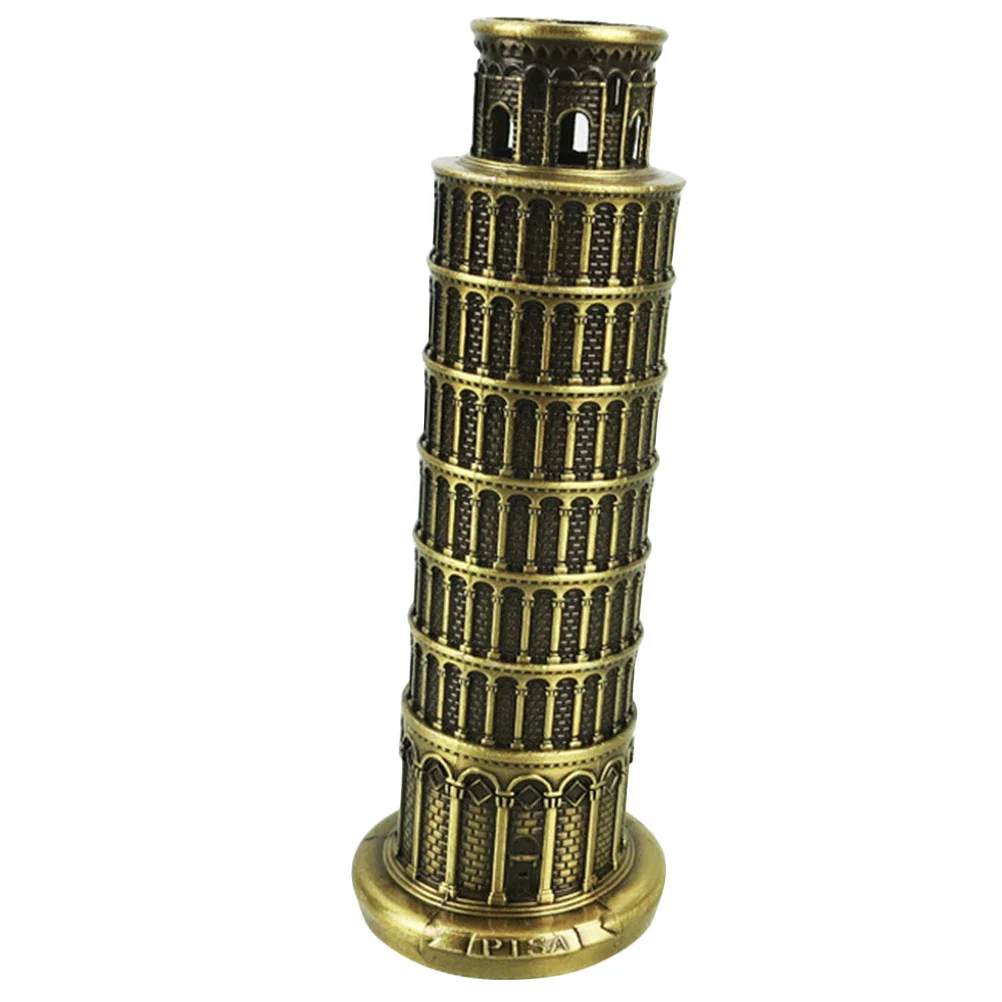 Leaning Tower of Pisa Model Decor Decorative Architectural Housewarming Gift Decorate Statues Building Sculpture Alloy Office