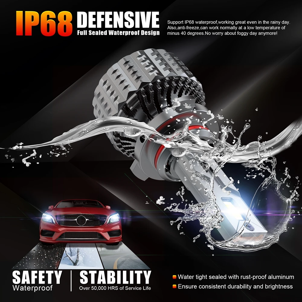 2 pçs h11 lâmpada led h4 h7 h8 h13 9005 hb4 9006 h3 881 farol do carro 3000k amarelo 4300k lâmpadas automáticas 30000lm turbo luzes de nevoeiro 6000k