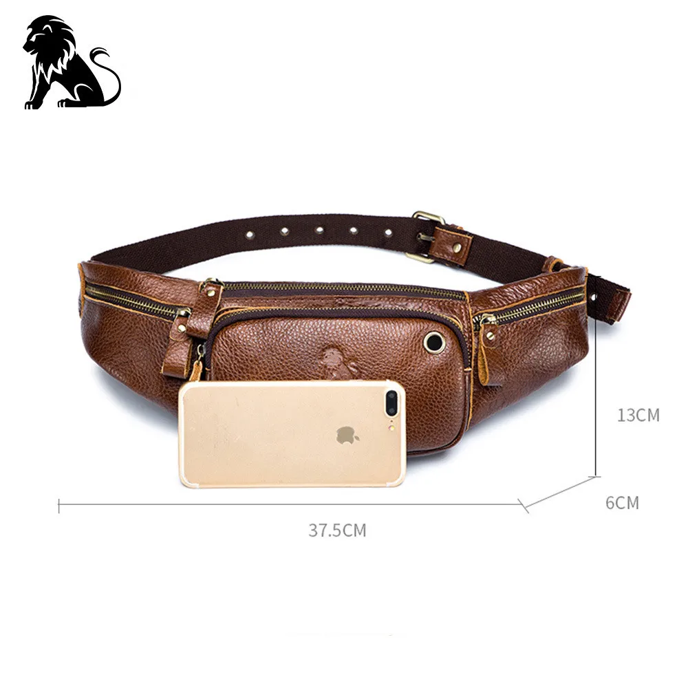 2022 Real Cow Leather Men Waist Bag New Casual Small Fanny Pack Male Waist Pack For Cell Phone And Credit Cards Travel Chest Bag