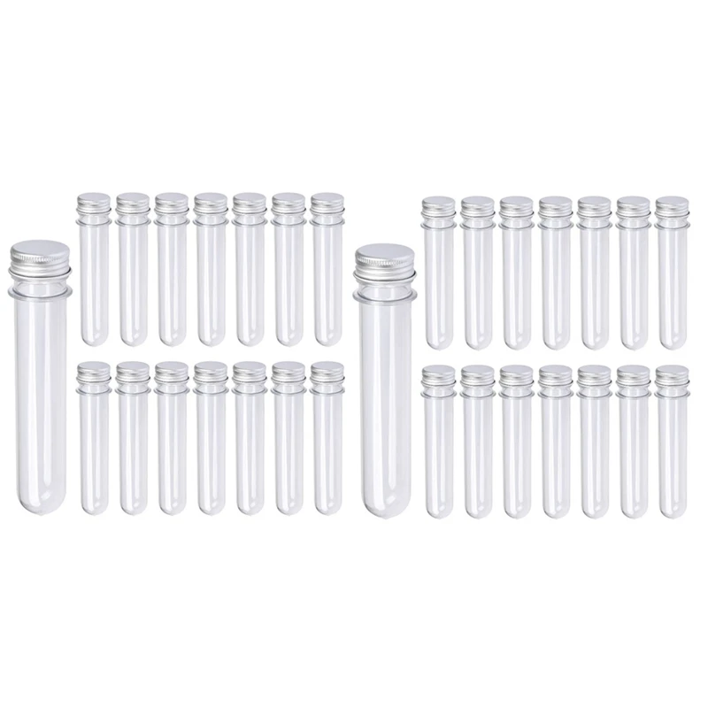 

60 PCS 40ML Plastic Test Tubes With Screw Caps Reusable Transparent Container Tubes Transparent Test Tube