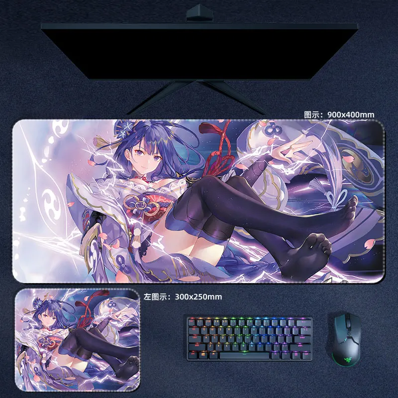 Raiden Shogun Mouse Pad Genshin Impact Mousepad Genshin Keyboard Pad Miko Padding Computer Pad PC Gaming Accessories Desk Mat