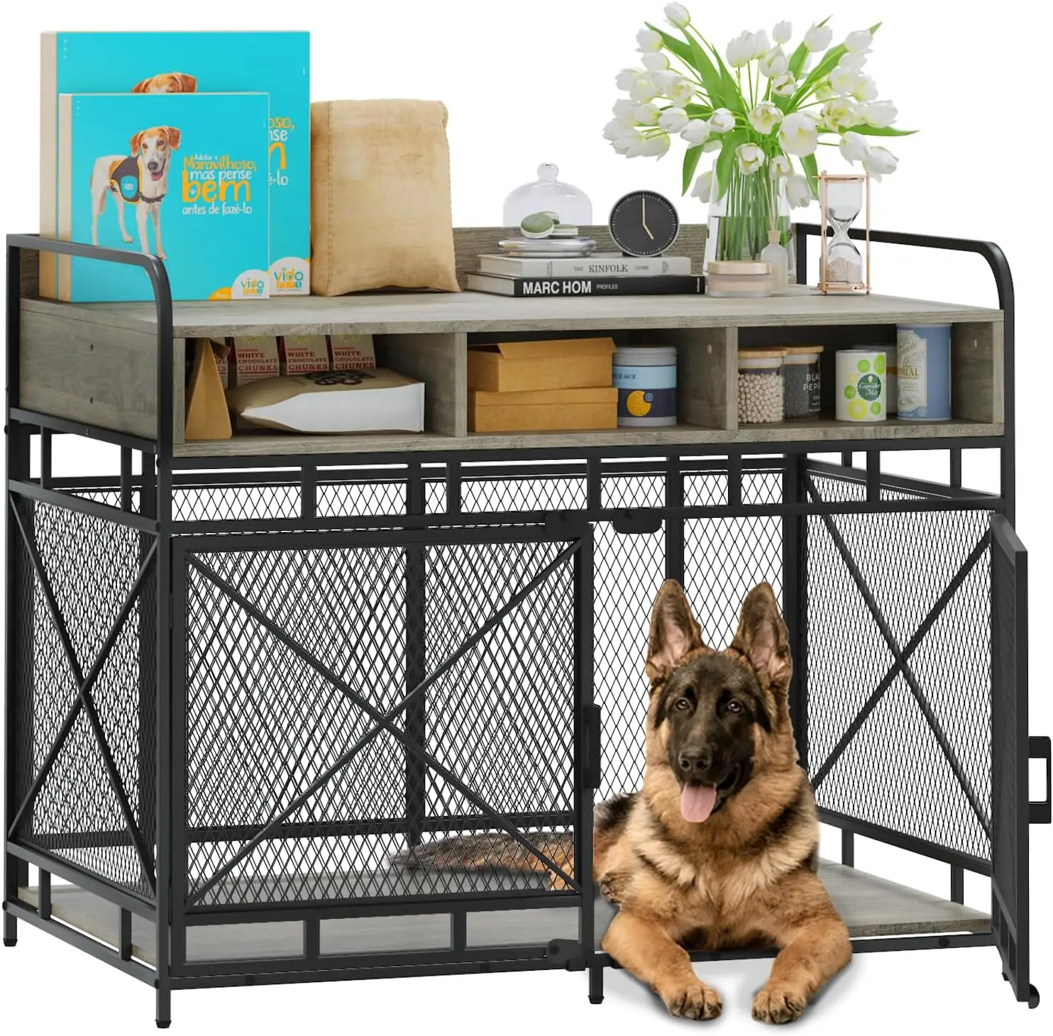 

Crate Furniture Large Breed,Wodeen Large Dog Kennel Indoor End Table,Heavy Duty Dog Crate,Decorative Pet Crate