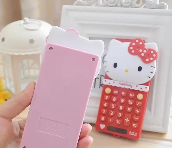 Hello kitty Kawaii Sanrio New Cartoon Portable Computer Push Cover Palm Calculator Girl Cute Learning Electronic Computer Gifts