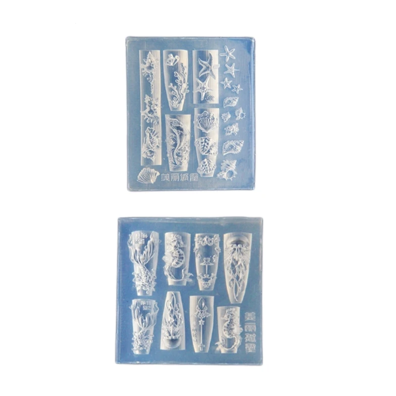 Fast Reach Whale and Shell Silicone Stamp Molds for Unique Ocean Theme Art Home Manicure Accessory Moulds for