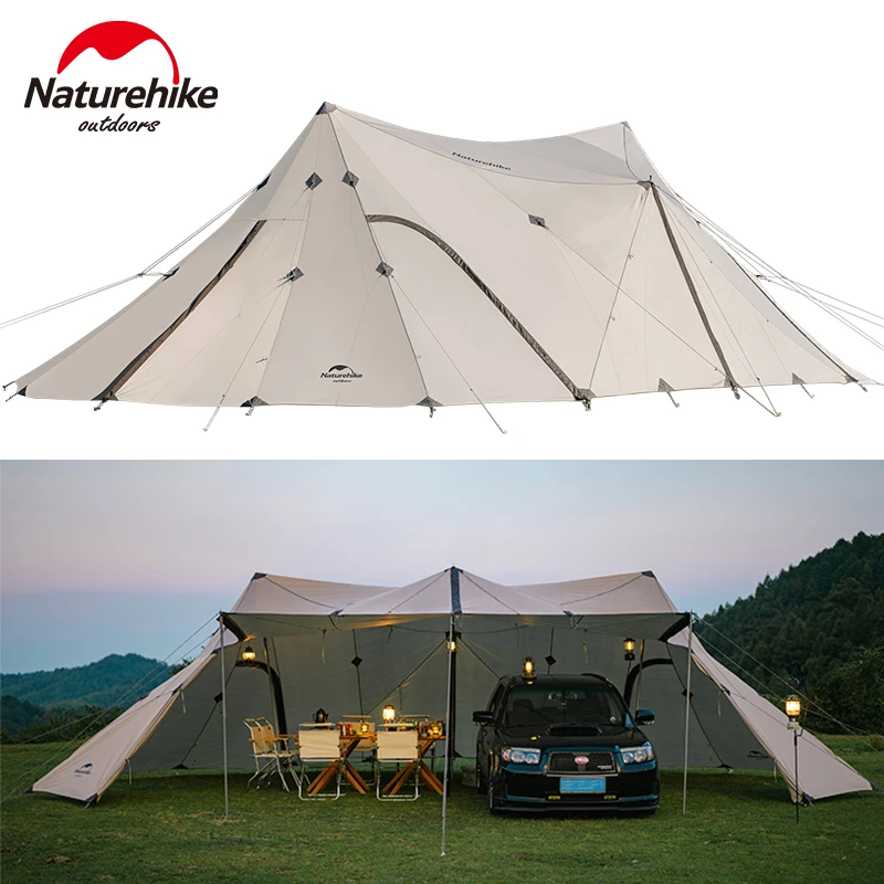 Naturehike Camping Large Canopy Tent Silver Coated Outdoor Shelter Party Glamping Awning Tarp for 20-30 Person 60㎡ Sunshade