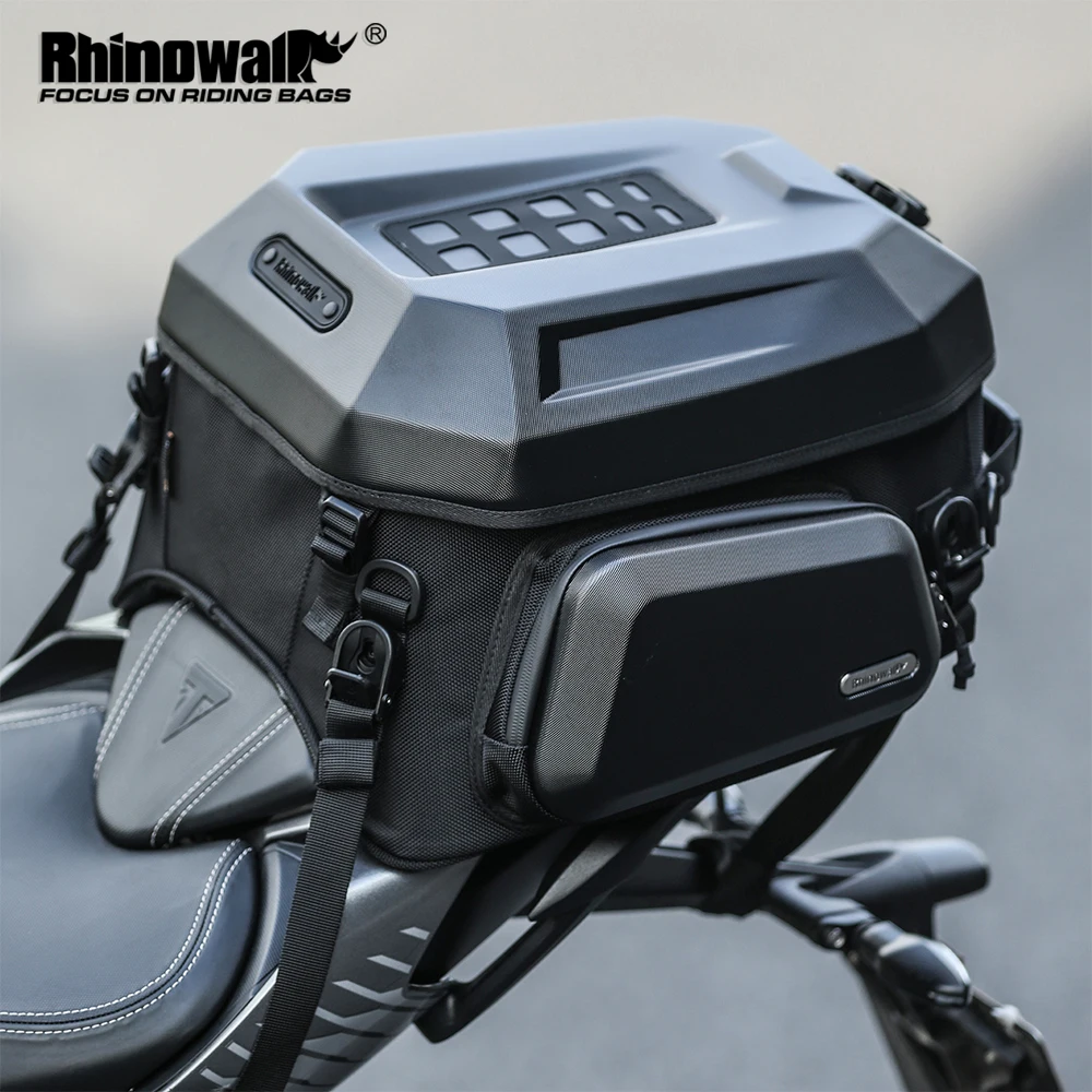 

Rhinowalk Motorcycle Tail Bag Waterproof 23L-35L Expandable Hardshell Motor Saddle Pannier Travel Luggage Helmet Box Backpack